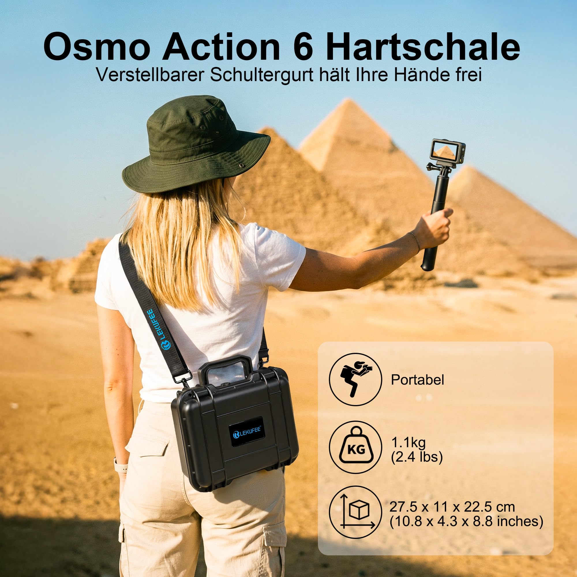 LEKUFEE Kleiner Wasserdichter Hartschalenkoffer für DJI Osmo Action 6/5 Pro/4/3 Actionkamera,Adventure-Combo,Standard-Combo,Diving Combo und Zubehör (nur Tragetasche)