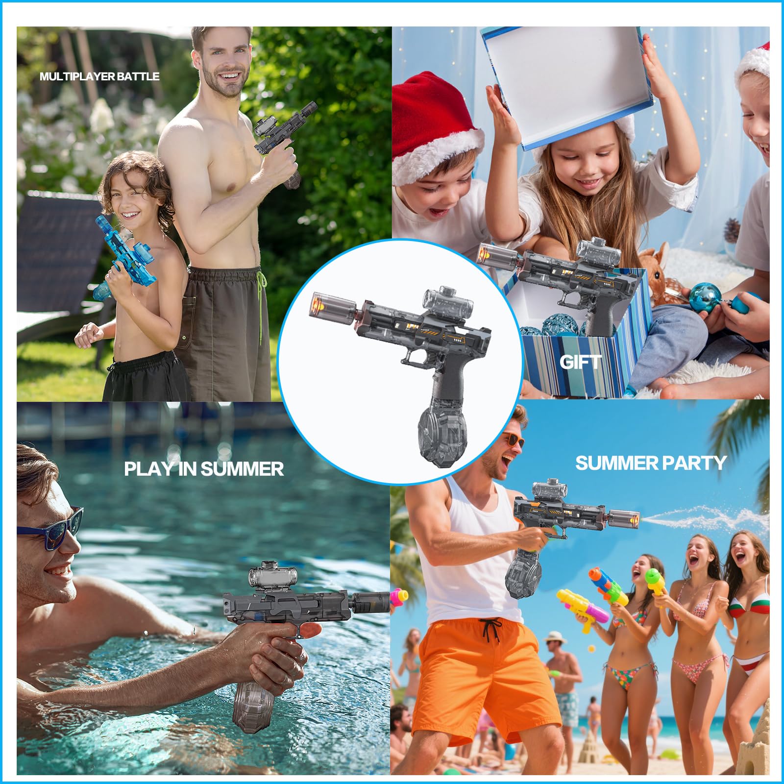Pistola Ad Acqua Elettrica FORMIZON Con Suoni E Luce – Gittata 10 M, 2 Batterie E 3 Serbatoi Inclusi