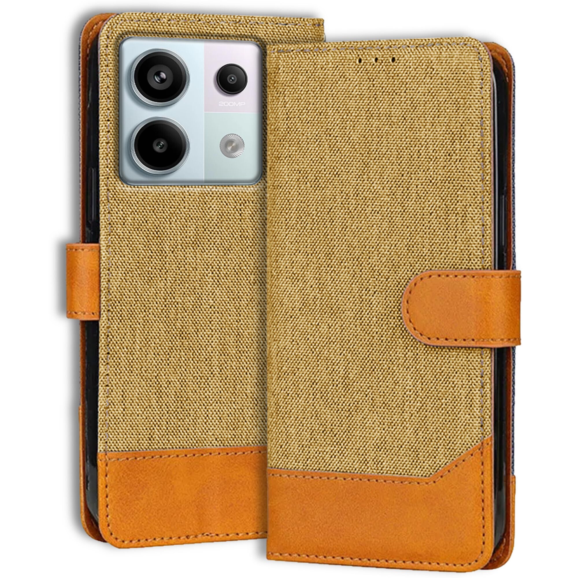 Ubros Network Flip Cover for Redmi Note 13 Pro 5G | Denim & Leather | Luxury Wallet Folio | Two-Tone Design | Shockproof Wallet Style Flip Case for Redmi Note 13 Pro (Light Brown) (B0CZY5JGTZ) Amazon Price History, Amazon Price Tracker