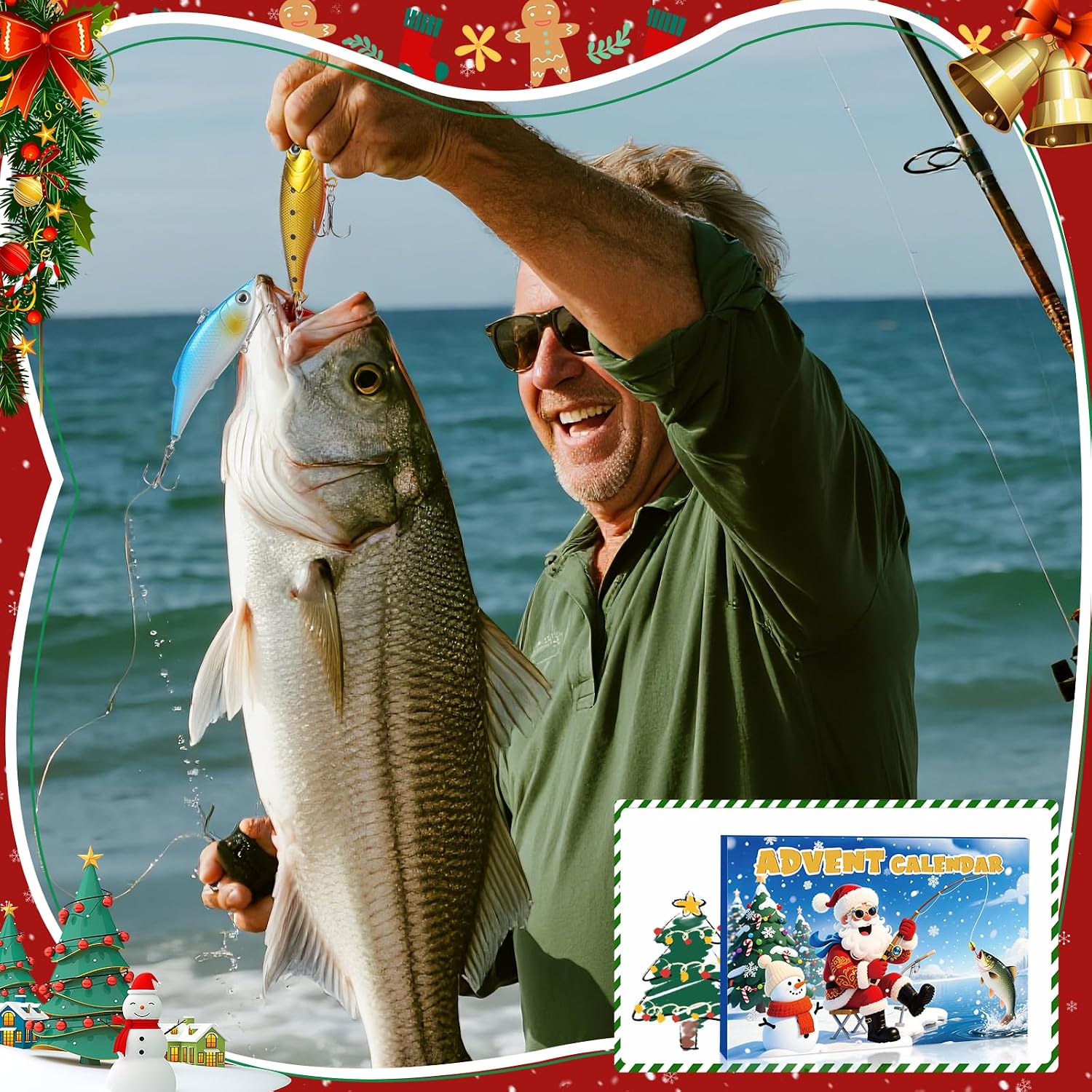 Fishing Advent Calendar 2025, 24 Days of Fishing Lure Christmas Countdown, Christmas Gifts Advent Calendar for Anglers Adult Men Women Fishermen Dad Father Granpa