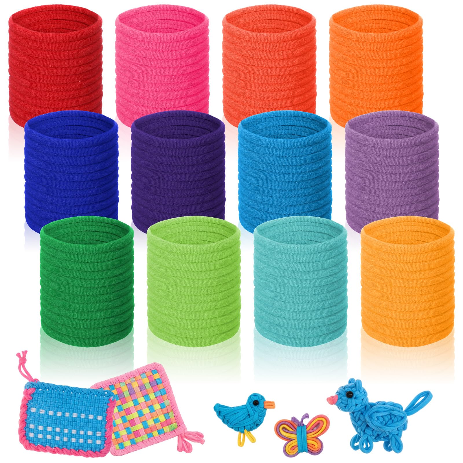 1200 Pcs Weaving Loom Refill Loops, 7 Inch Potholder Loops PU Elastic Colorful Loom Rubber Bands Colorful DIY Weaving Craft Bands for Adults, Craft Enthusiasts (12 Colors)