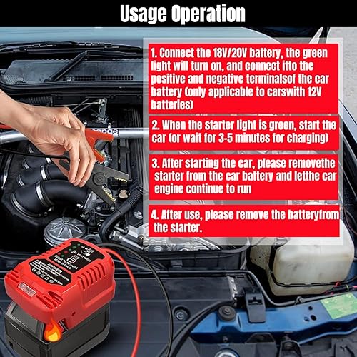 Miniatura 7 de Adaptador de cables de puente para batería Milwaukee M18 de 18 V M18, motores diésel de hasta 3.5 L, batería portátil de arranque de coche de 12 V,