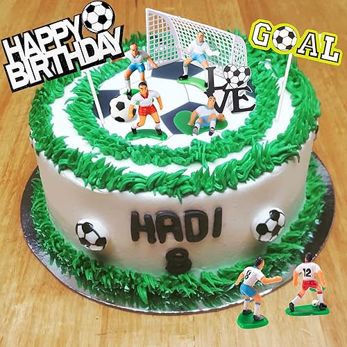 Miniatura 7 de 19 piezas de decoración de pastel de fútbol  decoración temática de jugador de fútbol para fiesta de fútbol, suministros de fiesta de cumpleaños de