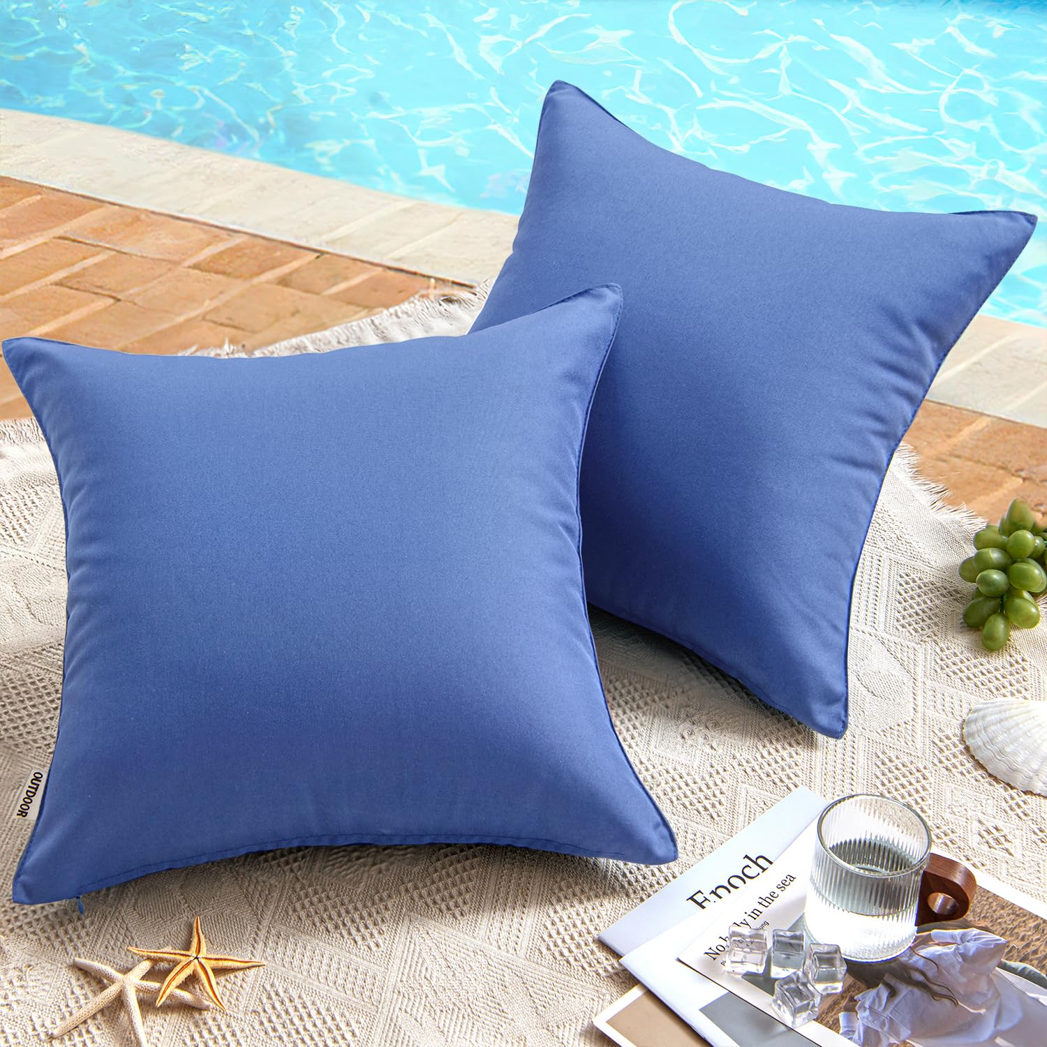 MIULEE Pack of 2 Decorative Outdoor Waterproof Pillow Covers Square Garden Cushion Sham Throw Pillowcase Shell for Spring Patio Tent Couch 16x16 Inch