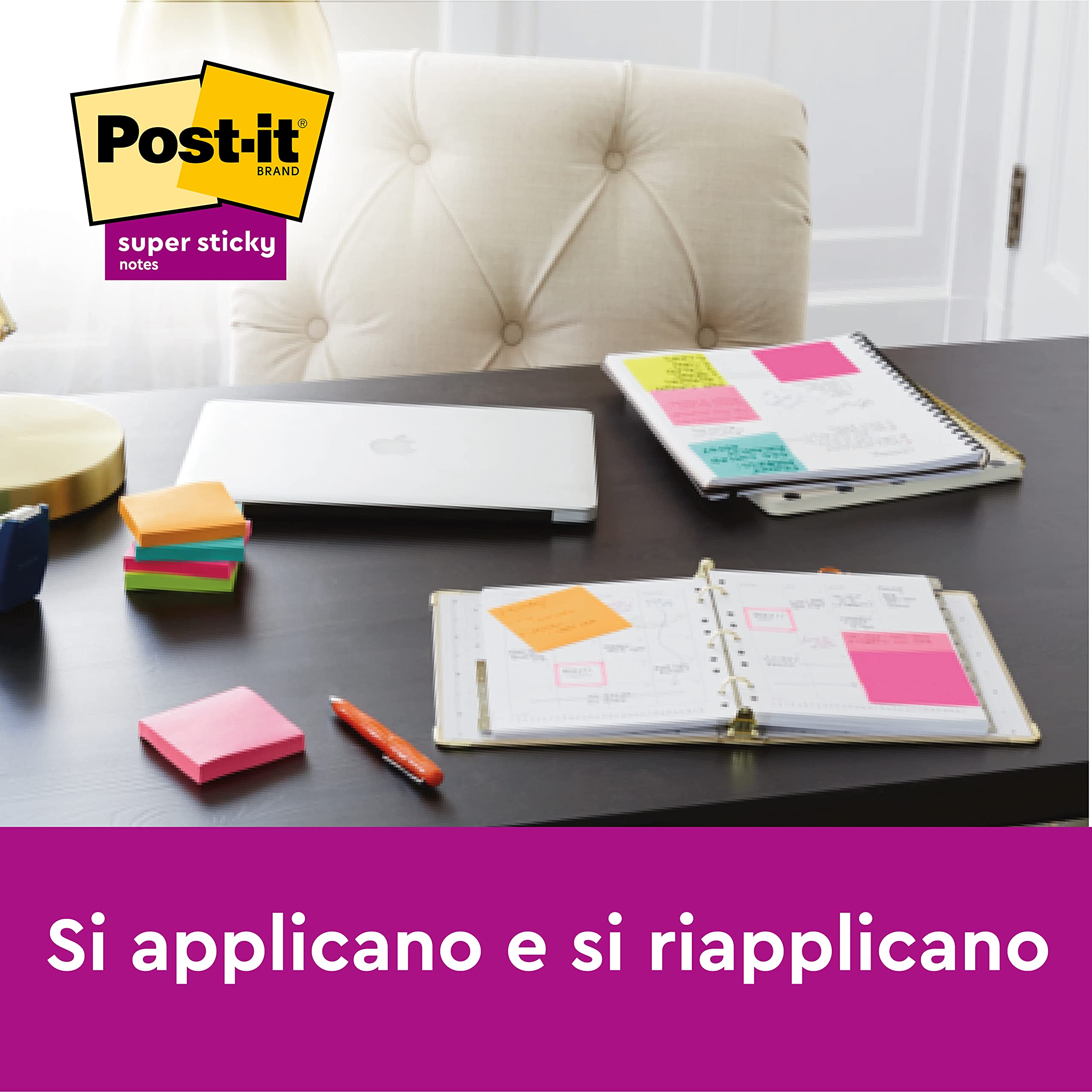 Post-it Super Sticky Carnival Collection 6 Blocchetti 90 Fogli 76x76 mm Foglietti per Appunti Elenchi Promemoria