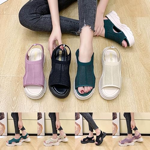 Miniatura 3 de Tenis ortopédicos para mujer, zapatos para caminar de verano, sandalias ortopédicas con soporte de arco (A5-rojo, 7.5)