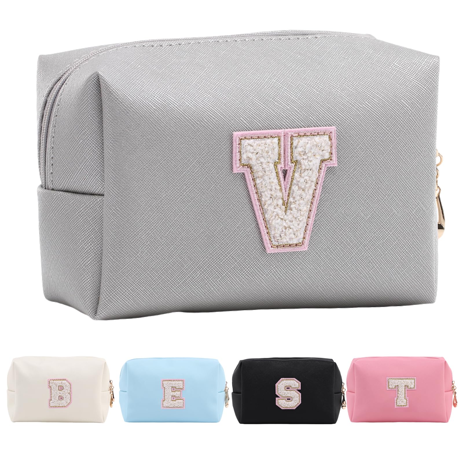 Personalized Makeup Bag,Waterproof Travel Makeup Pouch Cosmetic Bag Birthday Gift for Women Mom，Bride Bridesmaid Cosmetic Bag A-Z — view 45