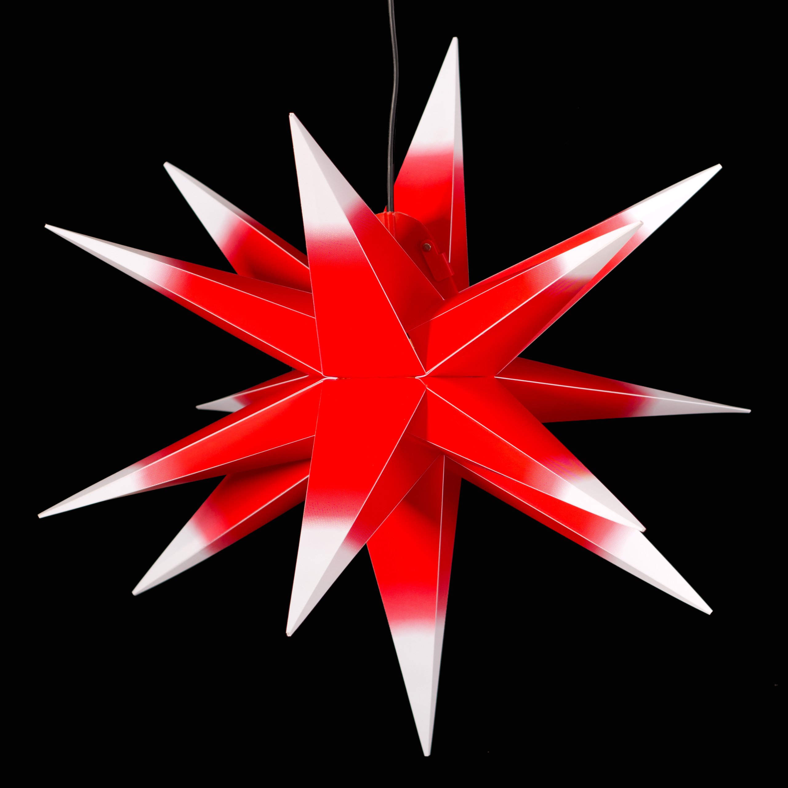 unbekannt Mit LED Außenstern 65 cm beleuchteter Stern, Wetter- und frostbeständig, Weihnachtsstern Faltstern (ROT MIT WEISSEN Spitzen), Leuchtmittel LED (StaRt-NDL-DUH-E14-C3,5W)