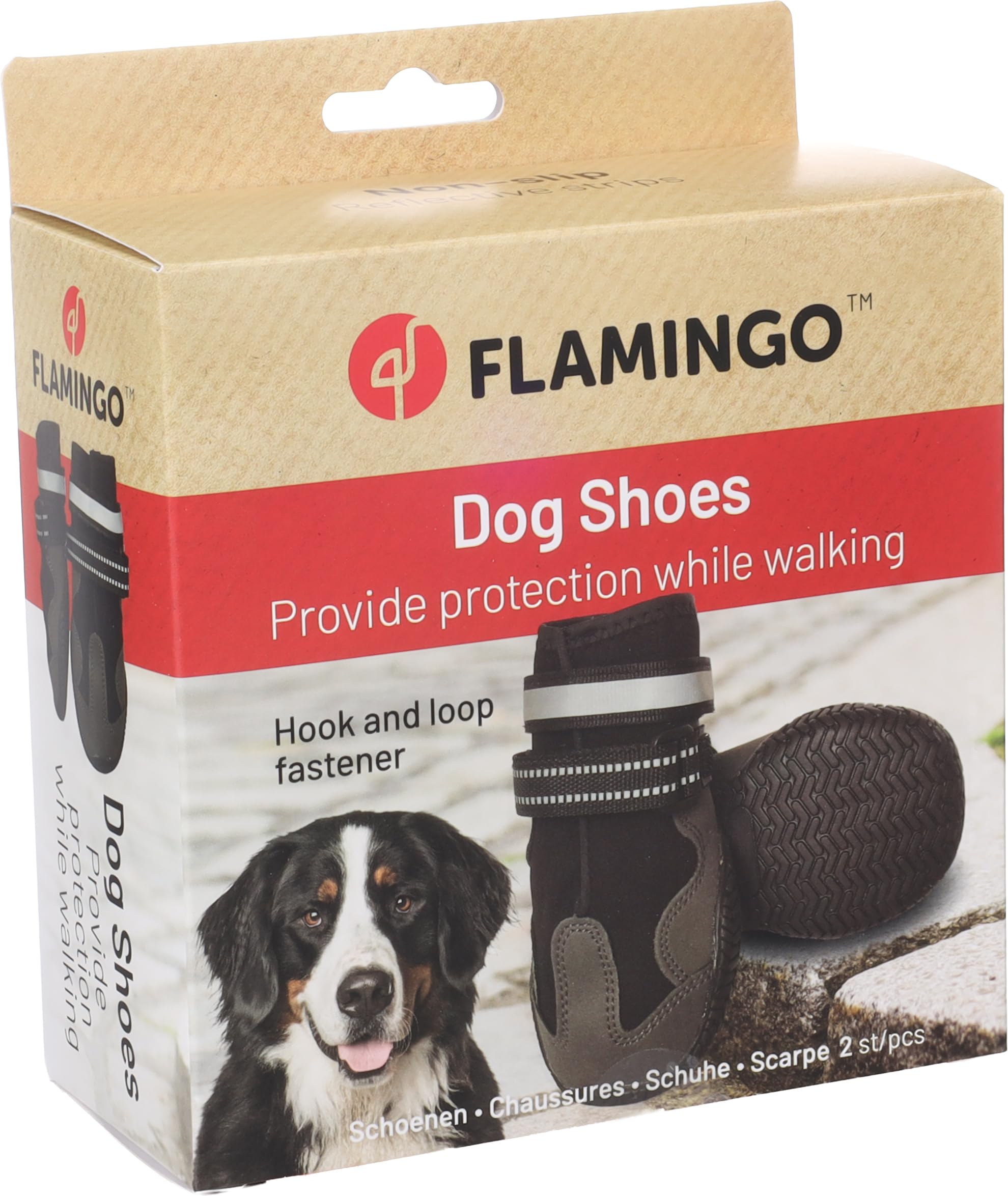 hundeschuhe - Glea - 2 Stück - schwarz - XXXL - 9,7x8,5x15,9 cm - Polyester - Harte Sohle - rutschfest - reflektierend
