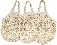 Vista 1 de Bolsas de malla de algodón, bolsas de compras reutilizables, bolsas de comestibles de malla de algodón para productos de frutas, verduras, red