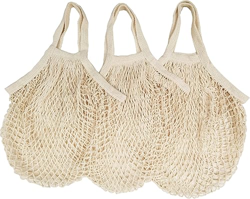 Bolsas de malla de algodón, bolsas de compras reutilizables, bolsas de comestibles de malla de algodón para productos de frutas, verduras, red de