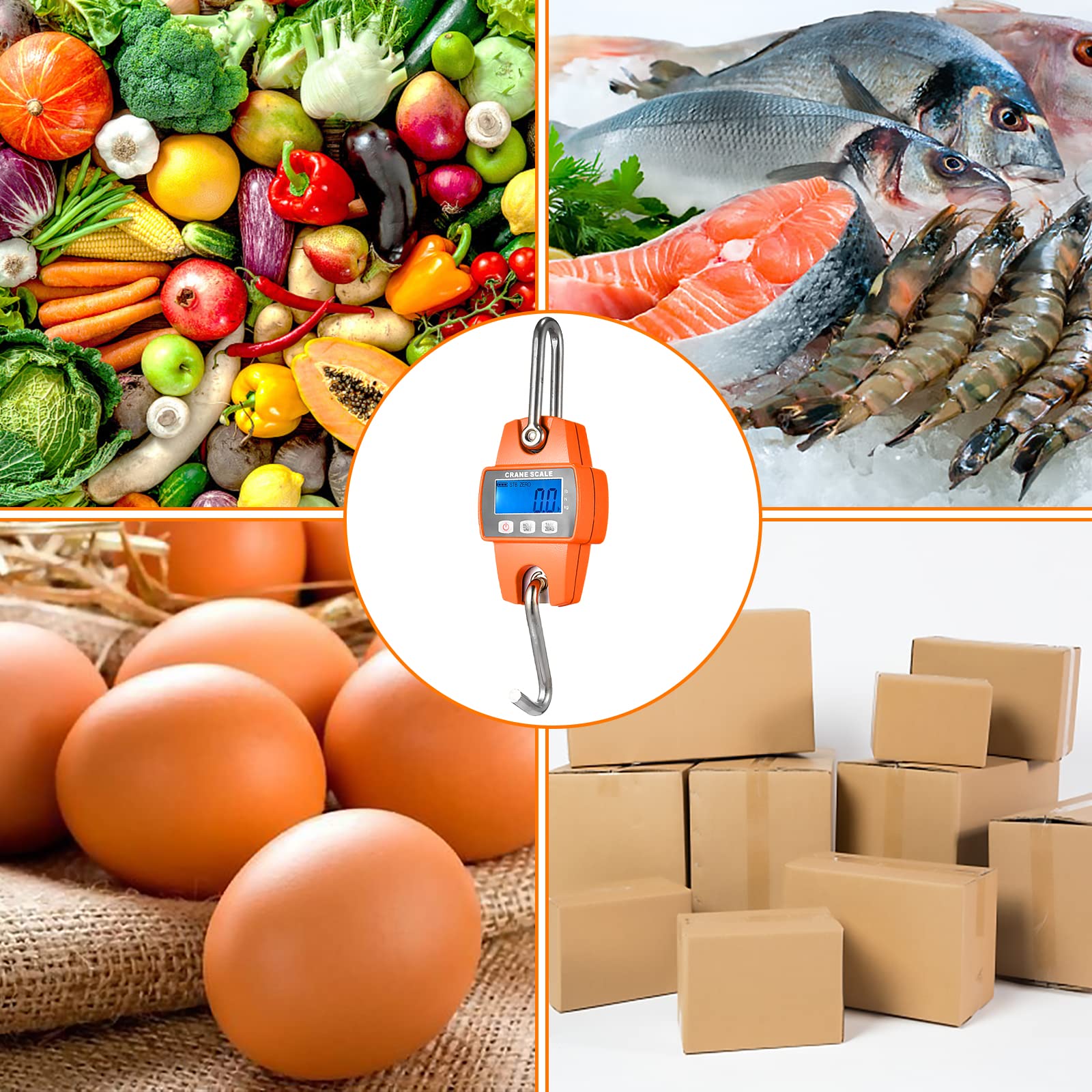 Digitale Hängewaage, LCD Kranwaage Elektronische Wildwaage 300Kg Crane Mini-Waage für Landwirtschaft Jagd Bogenzuggewicht Großer Fisch mit Drei Gewichtseinheiten KG/LB/N mit Batterie