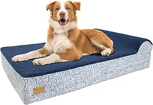 Harry Barker Premium Waterproof Orthopedic Pet Bed, 11" Thick, Three Layers of Foam, Waterproof Liner, Removable Washable Cover, Bolster Pillow, Warranty Guaranteed