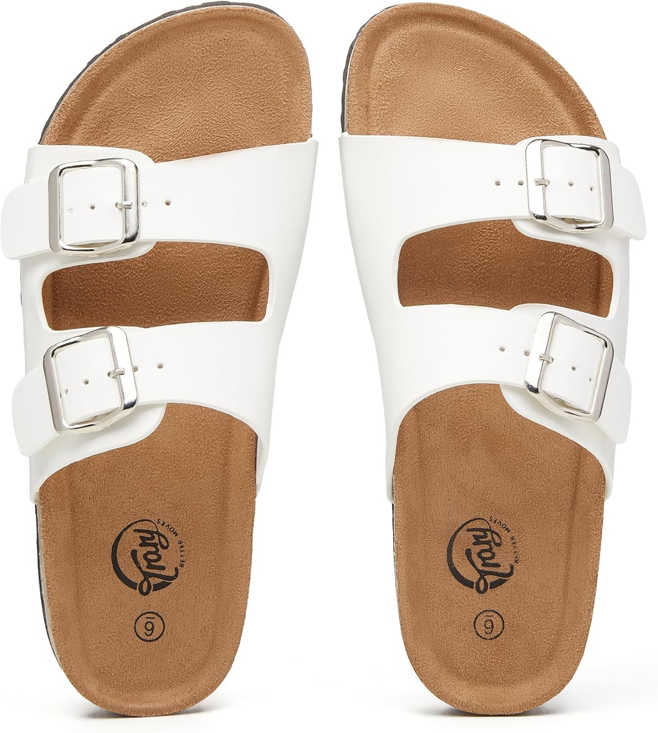 Comfortable slide sandals with adjustable buckle for summer beach wear.