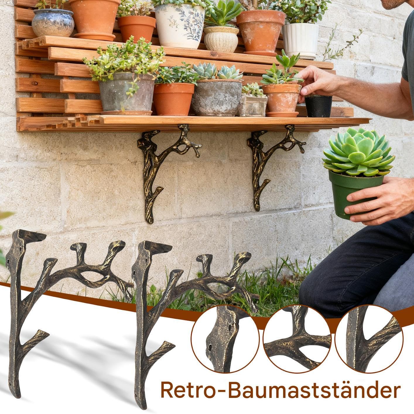 Schweberegal-Konsolen Schwerlast-Wandhalterung Vintage-AST | 2 Stück Dekorative Regalhalterungen Dekorationen für Eingangsbereich Balkon Ecke Wohnzimmer Küche Kaminsims Kamin
