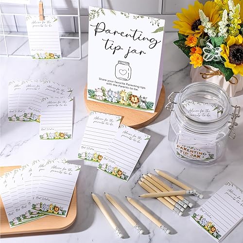 Miniatura 4 de Roowest Tarjetas de consejos de baby shower a consejos para bebé para futuros padres - Juego de frascos de consejos para nuevos padres 60 tarjetas