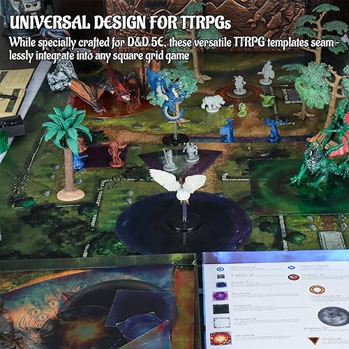 Miniatura 4 de CZYY Plantillas de hechizos de área de efecto DND  Juego de 28 marcadores para hechizos AOE Plantillas de efectos de hechizos de PVC borrables con