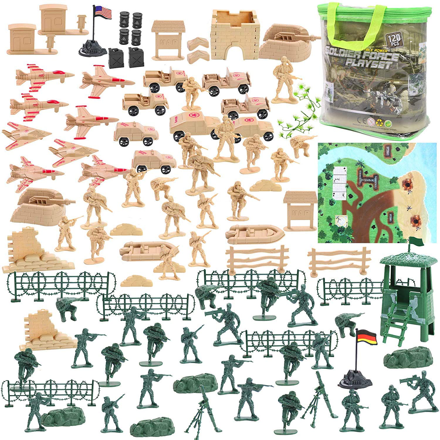 Buy 3 otters 120PCS Army Men Military Set, World War Army Men Military