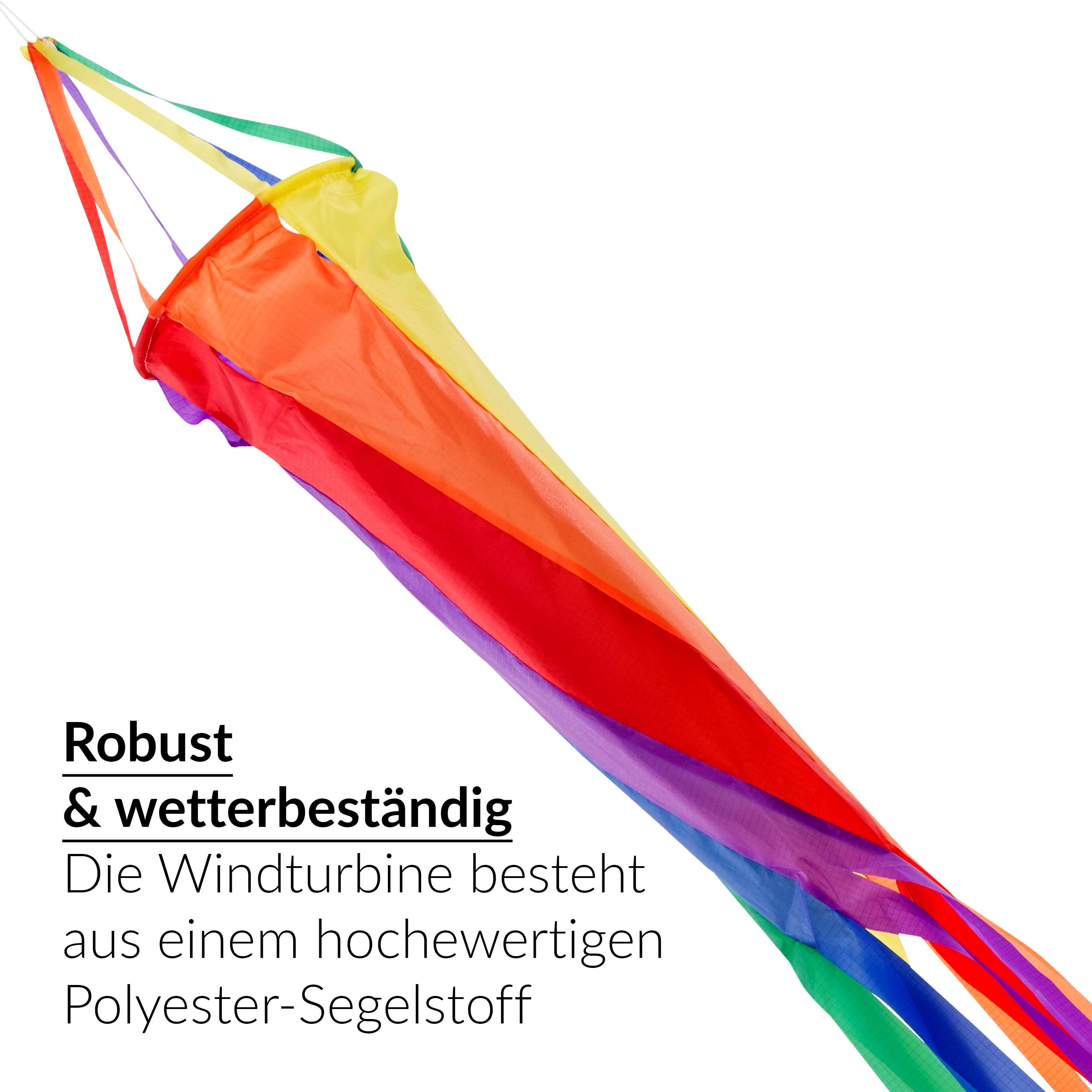 Wolkenstürmer Dimensioni sacco a vento 90 cm – turbina eolica arcobaleno – resistente ai raggi UV, robusto e resistente alle intemperie – scacciapensieri con girella in alluminio per giardino