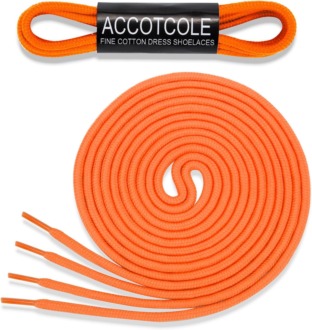 Round Shoelaces [3 Pairs] 5/32" Thick - For Shoes, Sneakers & Boots - By ACCOTCOLE (59" (150 cm), Neon Orange)