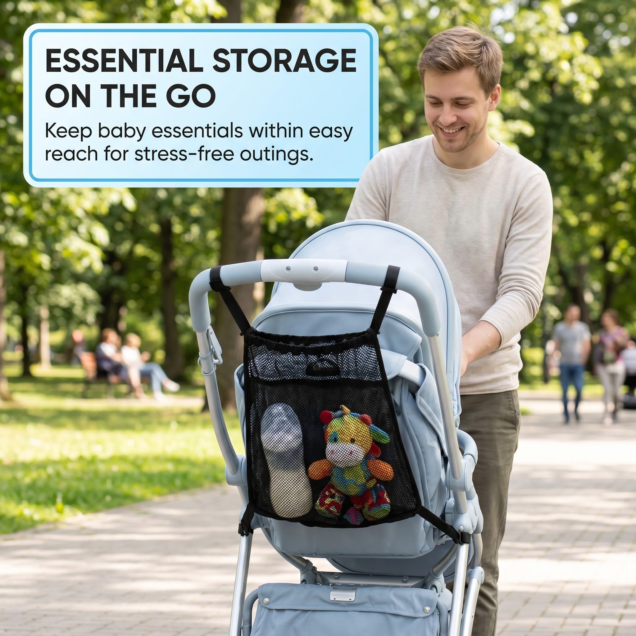 Rete per Passeggino, Borsa Portaoggetti, Accessorio per Carrozzina, Ideale per Viaggi e Passeggiate all'Aperto