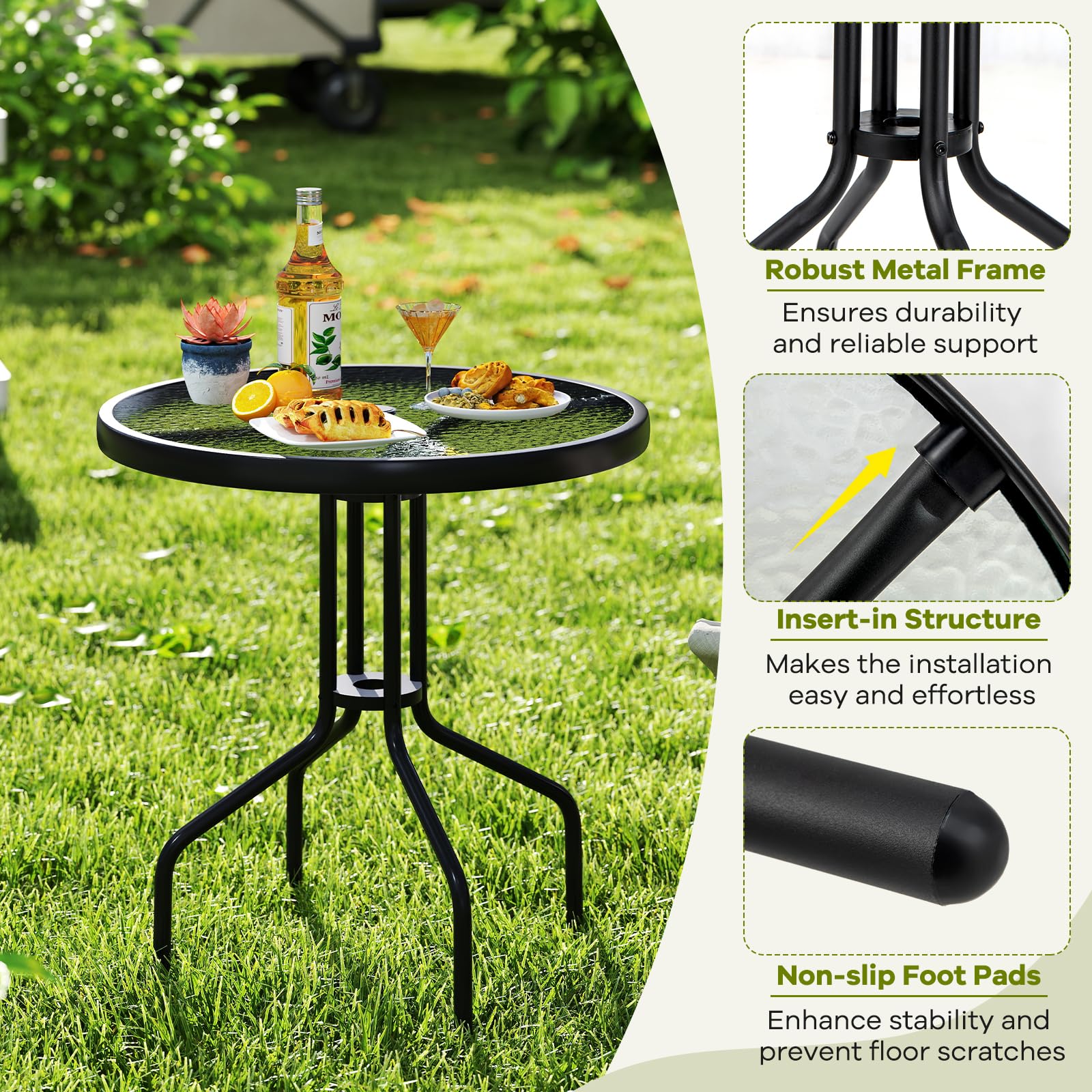 Amazon.com : Tangkula 27.5 Inches Patio Round Glass Dining