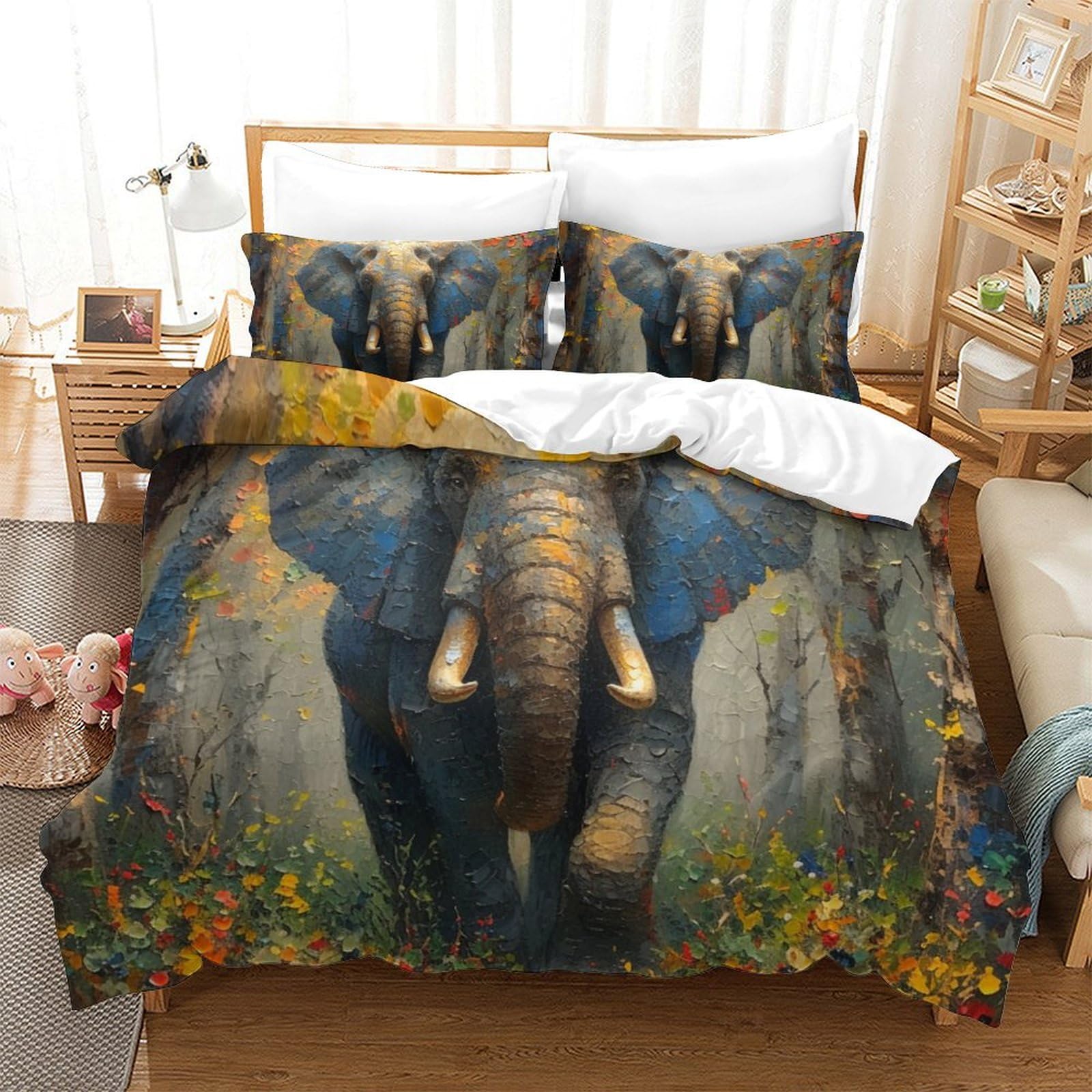 Parure de lit éléphant 260x220 cm pour créer une ambiance jungle dans la chambre
