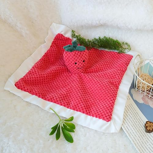 Miniatura 4 de Apricot Lamb Manta de seguridad de frutas rellenas de fresa, manta de personaje para guardería, manta de lujo para acurrucarse de felpa para bebé