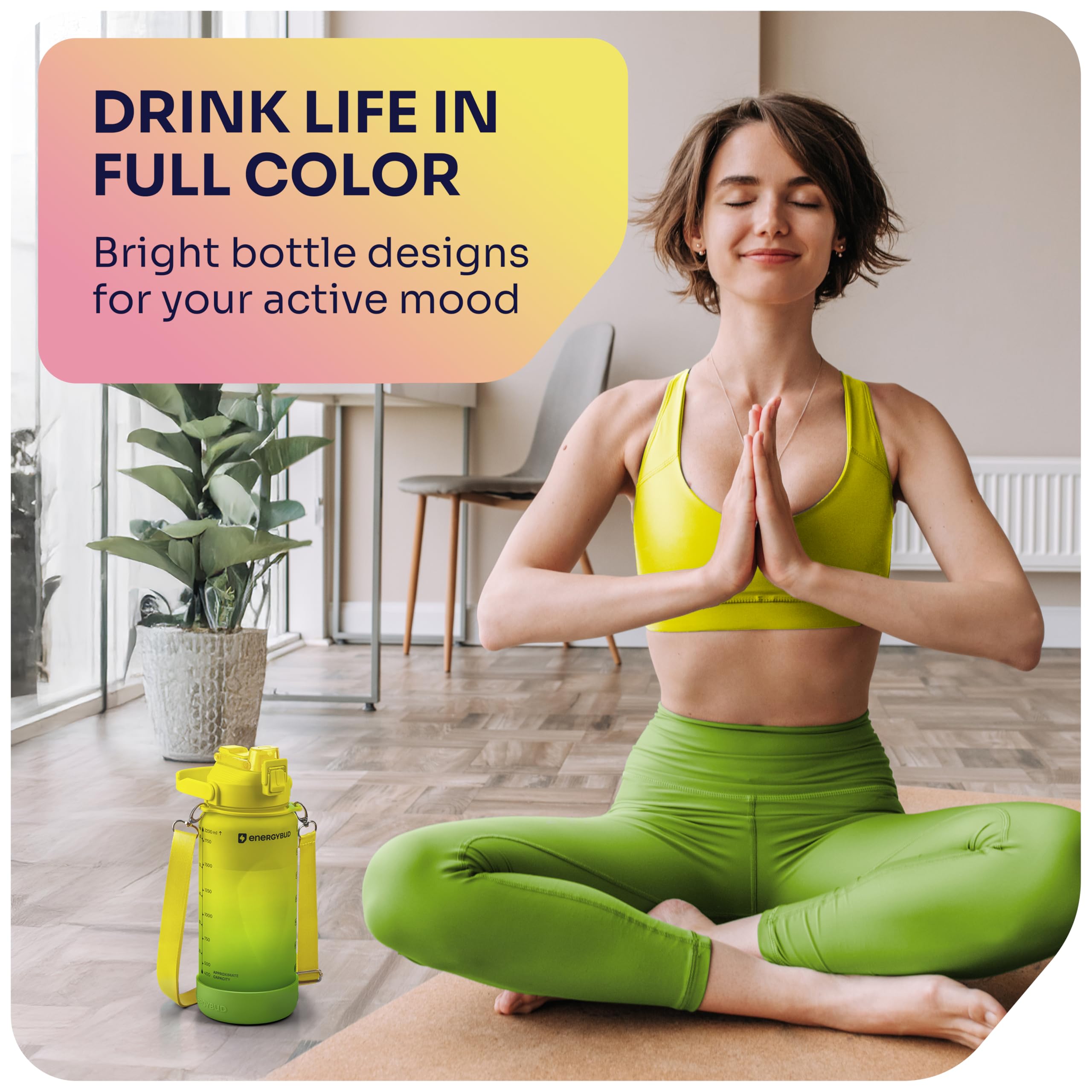 2,2 l Wasserflasche, große Fitness-Wasserflasche für Männer und Frauen, mit 2 Trinkhalmen, kein BPA, BPS, DEHP, Tritan-Material | spülmaschinenfest, verstellbarer Riemen, breite Öffnung