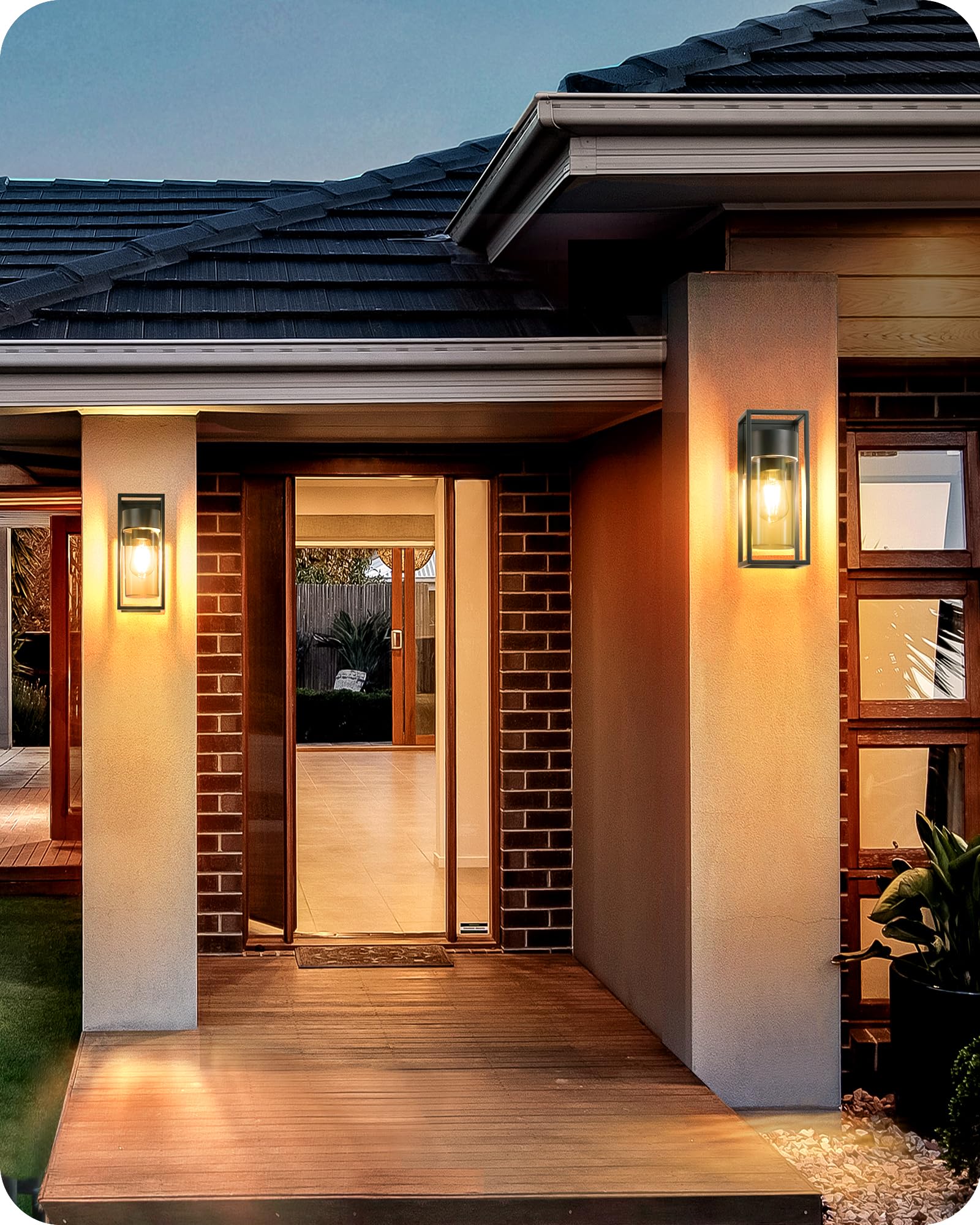 EDISHINE Wandleuchte IP44 Wasserdicht Anthrazite, Wandlampe für Außen & Innen, Modern ohne Leuchtmittel