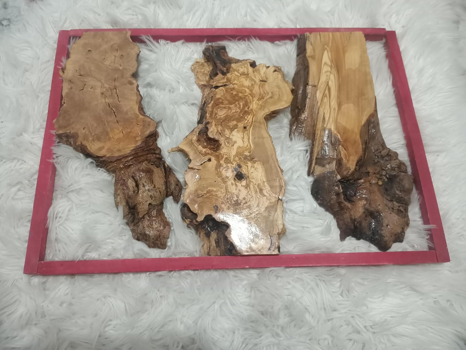 Live Edge Olive Root Slab Set for DIY Vertical River Table, Ready to be Resin Table, Cleared Wood Slab for Epoxy (16" x 24")