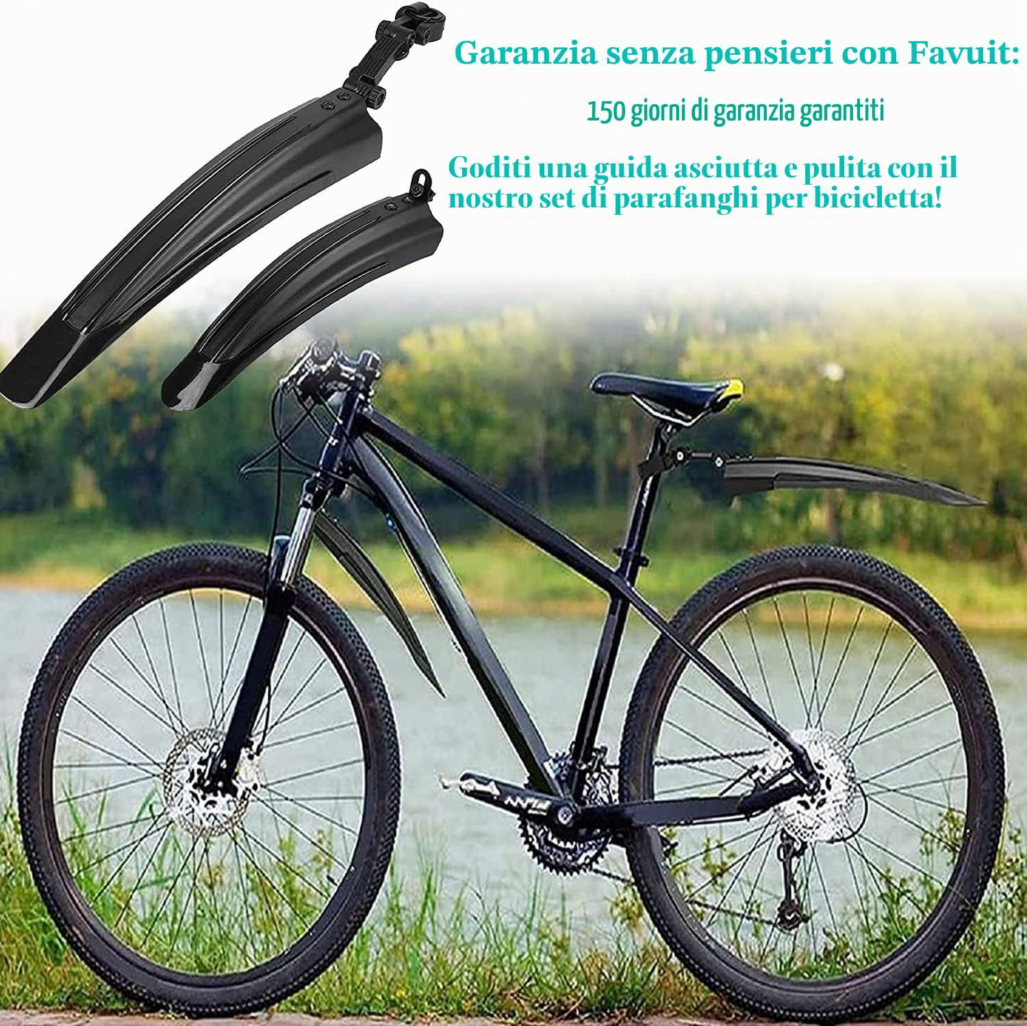 Favuit Parafango Bici, Universale Regolabile Parafanghi Bici Set 20-26 Pollici Anteriore Posteriore Parafango Bicicletta per Mountain Bike Bici da Corsa MTB