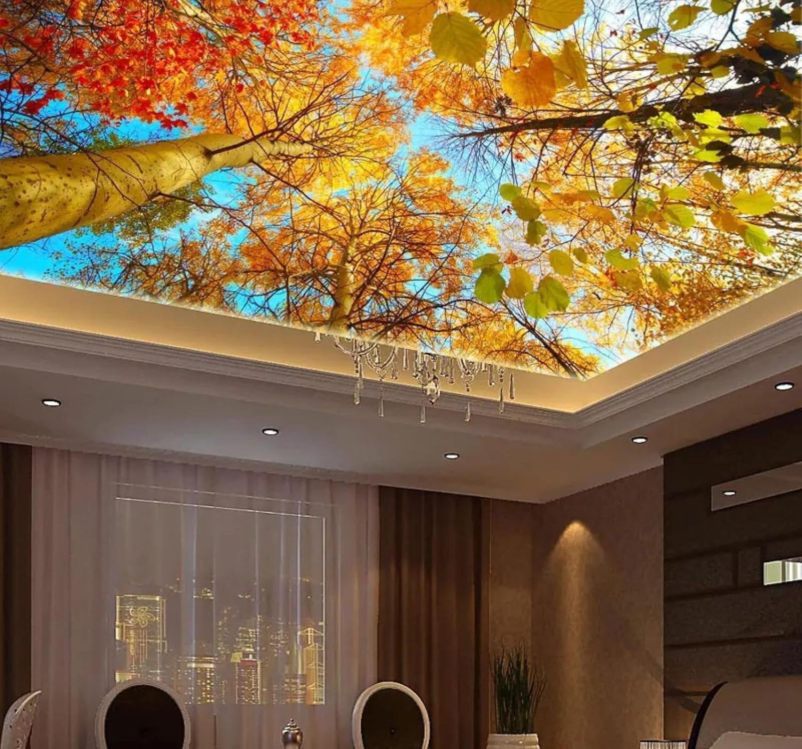 XLMING Beautiful Autumn Woodland Sky Natural Landscape 3D Wallpaper Silky Texture Home Study Office Grey Dining Room Sofa Bedroom Living Room TV Backdrop-250cm×170cm