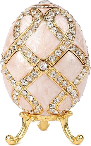 Miniatura 6 de QIFU Vintage Blue Faberge Egg Figurine Barinket Box Bisagra, regalo único para la familia (QF5630)