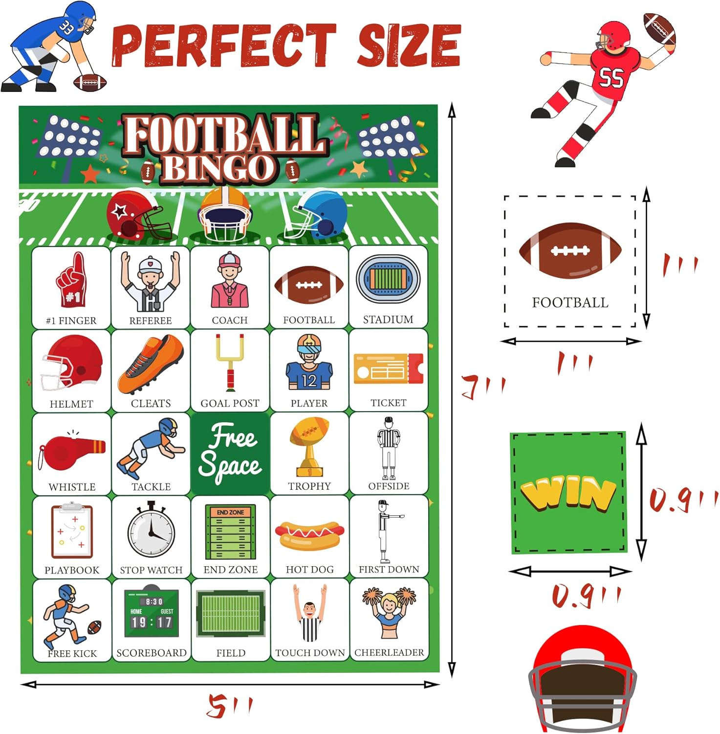 Football Bingo Game Cards 24 Sheet Football Party Favors Supplies for Birthday Party Family Game Night Activities - Image 3