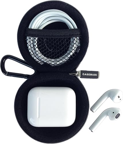 Miniatura 2 de Estuche de almacenamiento redondo para auriculares y cargador de teléfono con mosquetón  Nylon balístico negro
