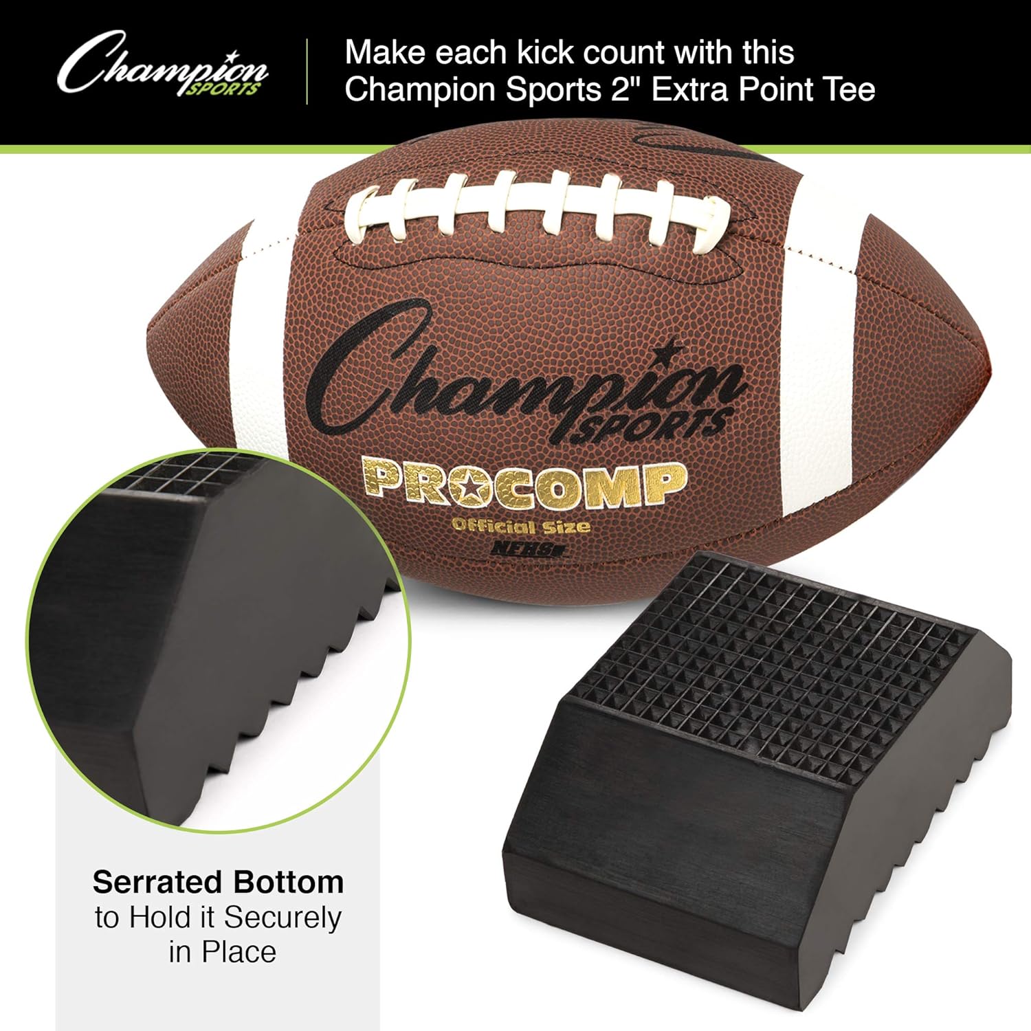 Champion Sports Extra-Point Kicking Tee for Kickoff Practice, 2” Black - Ball Holder Tees for Footballs - Kicking Block and Accessories for Adults, Kids, Coaches : Football Kicking Holders And Tees : Sports & Outdoors
