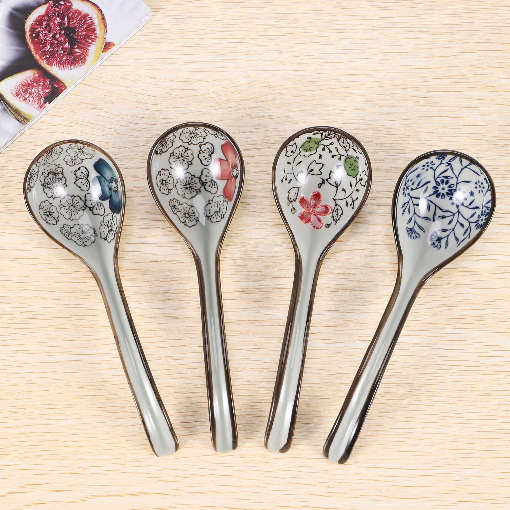 3 Pcs Cuillère En Céramique Cuillères À Soupe Japonaises Asiatique