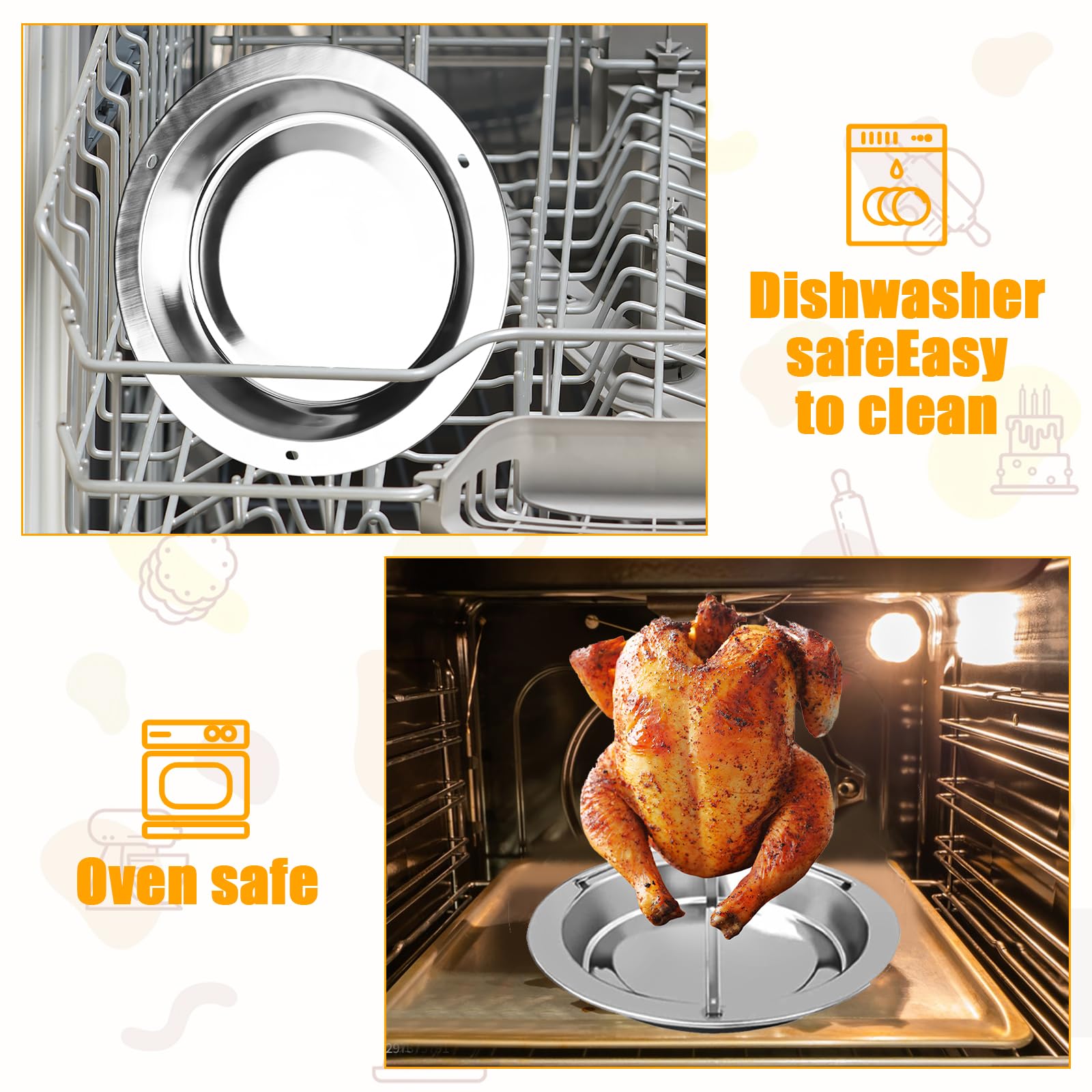 HOMURY Hähnchenbräter Edelstahl - Vertikaler Hühnerhalter Mit Abtropfschale