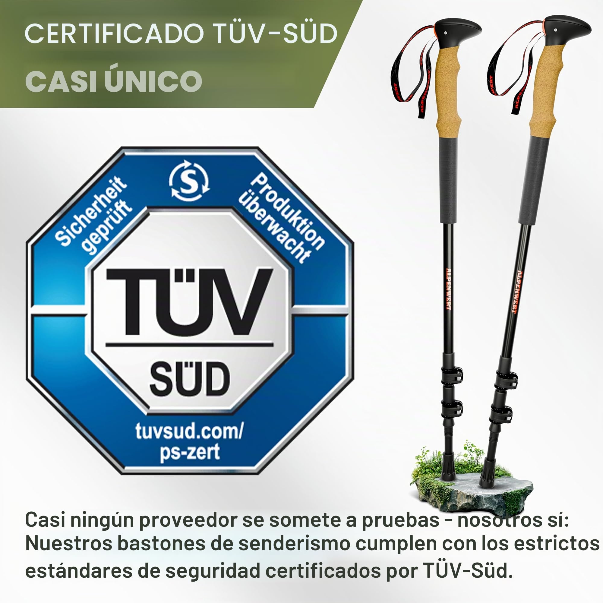 ALPENWERT Bastones de Senderismo [Carbono o Aluminio] para Hombre y Mujer - Telescópicos Con Mango de Corcho para Trekking, Marcha Nórdica y Excursiones