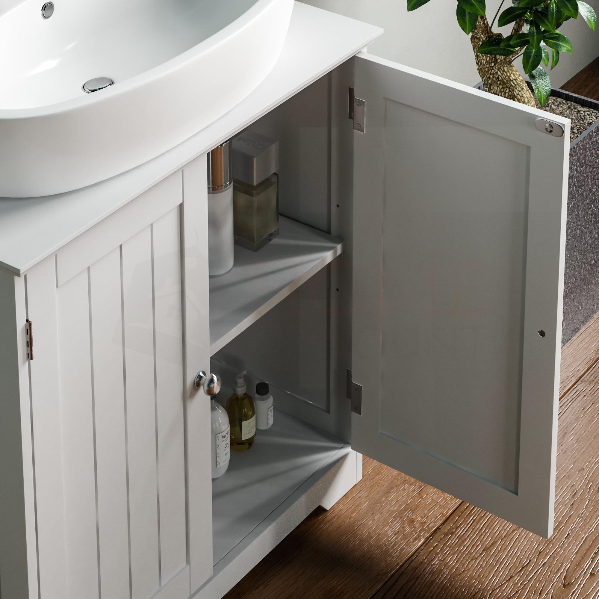 Bath Vida Priano - Mobile lavabo con 2 Ante, Bagno, 30 x 60 x 60 cm, Colore: Bianco