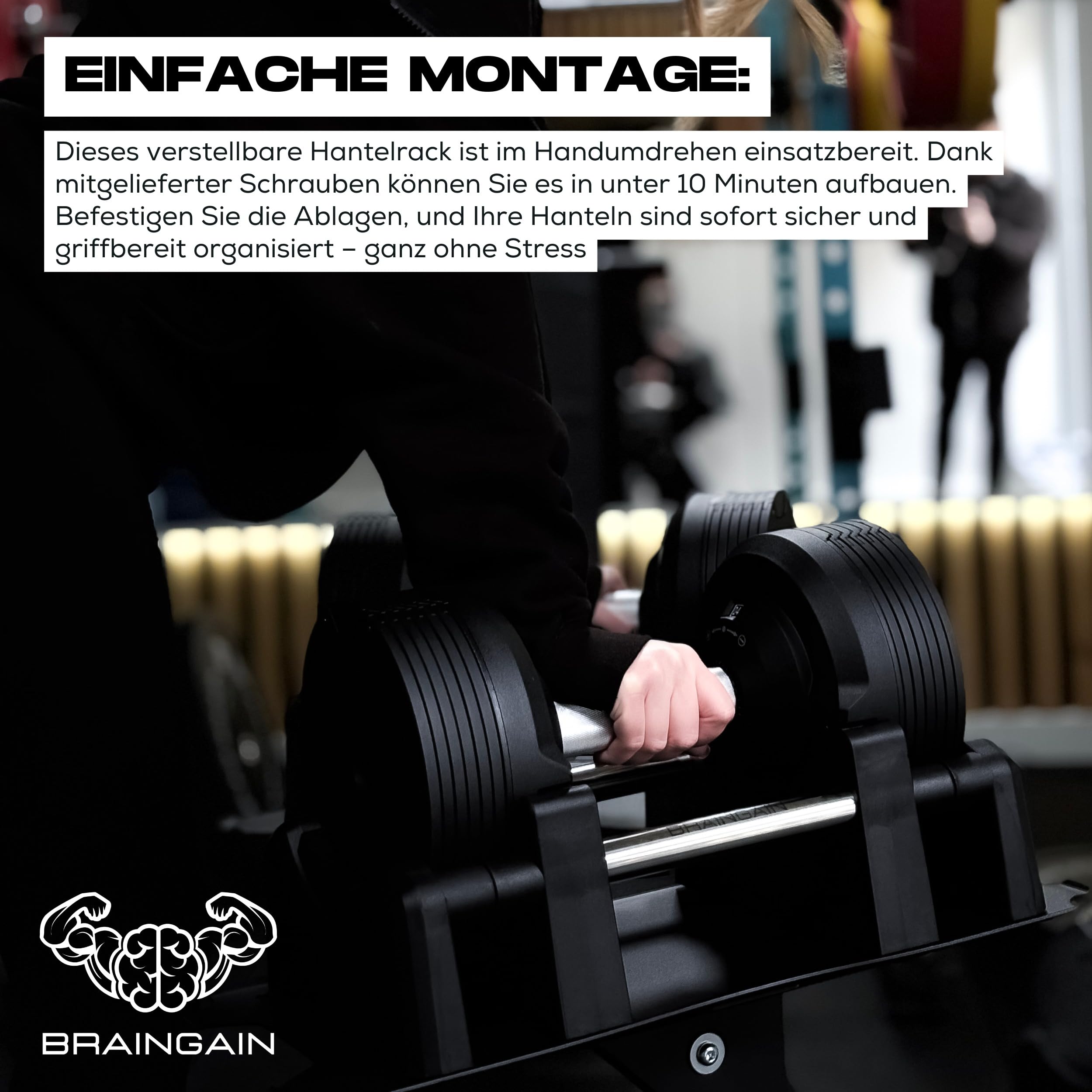 BRAINGAIN Rack Compatible 23.5kg 32.5kg 41.5kg Chrome Black Adjustable Dumbbells Stand Home Gym Equipment