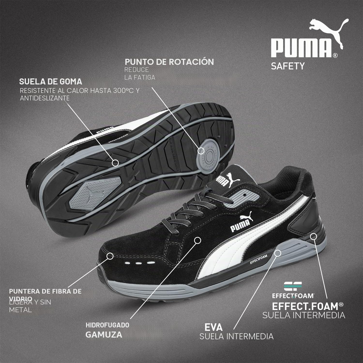 Puma Safety AIRTWIST Low Zapato de Seguridad S3 ESD HRO SRC Puntera de Fibra de Vidrio protección contra la penetración Antideslizante sin Metal Hombres