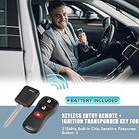 Vista 2 de X AUTOHAUX KBRASTU15 315MHz Llavero de encendido con control remoto de entrada sin llave y transpondedor para Nissan Pathfinder 2005-2012
