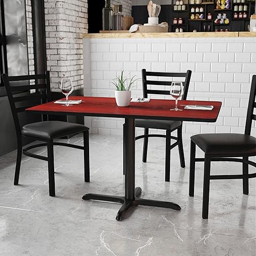 Miniatura 2 de Flash Furniture Graniss - Mesa rectangular laminada de caoba de 30 x 48 pulgadas con base de altura de mesa de 23.5 x 29.5 pulgadas