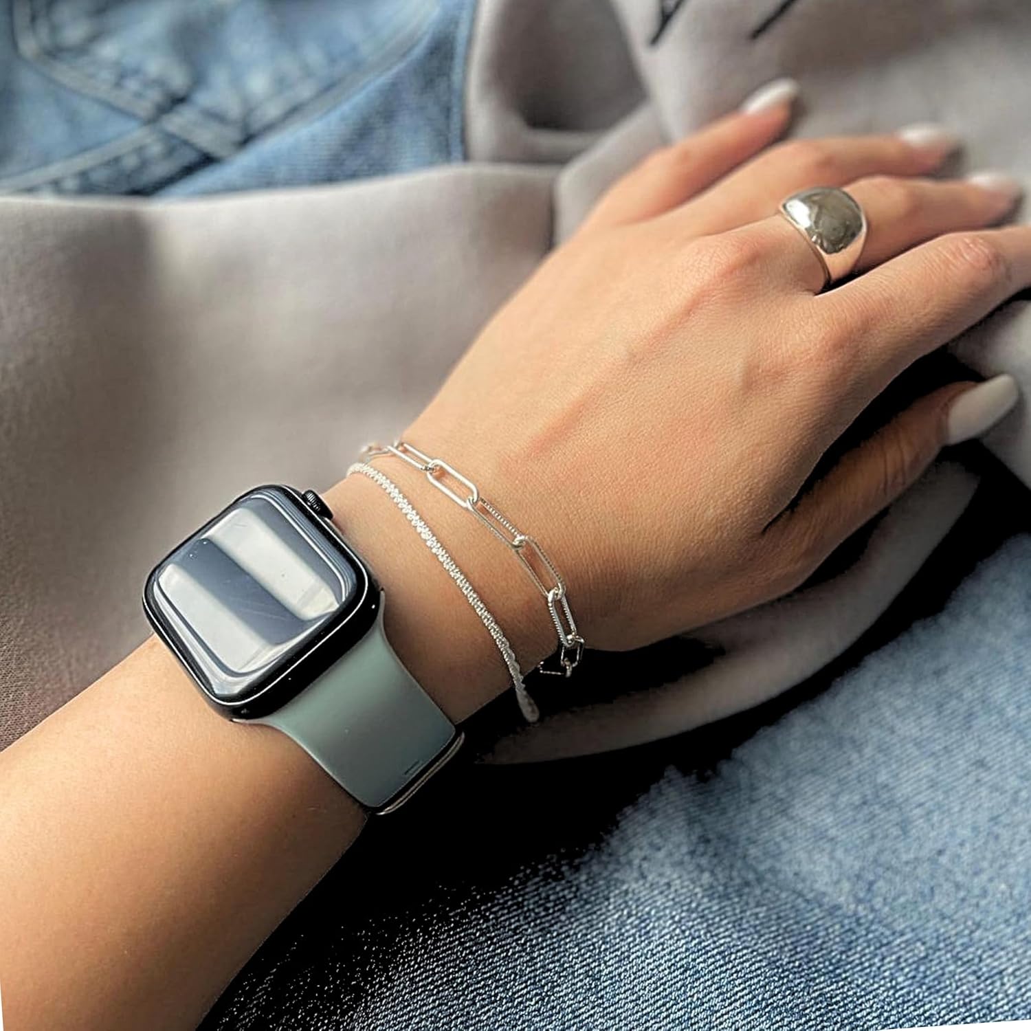 QueenBee 925 Sterling Silver Paperclip Chain Double Layer Bracelet – Hypoallergenic Women’s Jewelry, Trendy, Versatile Design for Birthdays, Holidays, Christmas - Image 6