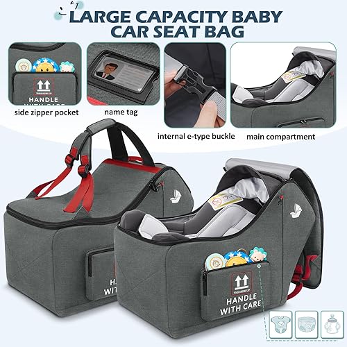 Miniatura 3 de RAINSMORE Bolsa de viaje para asiento de automóvil infantil para avión, compatible con todos los asientos de automóvil Nuna Pipa y base Chicco