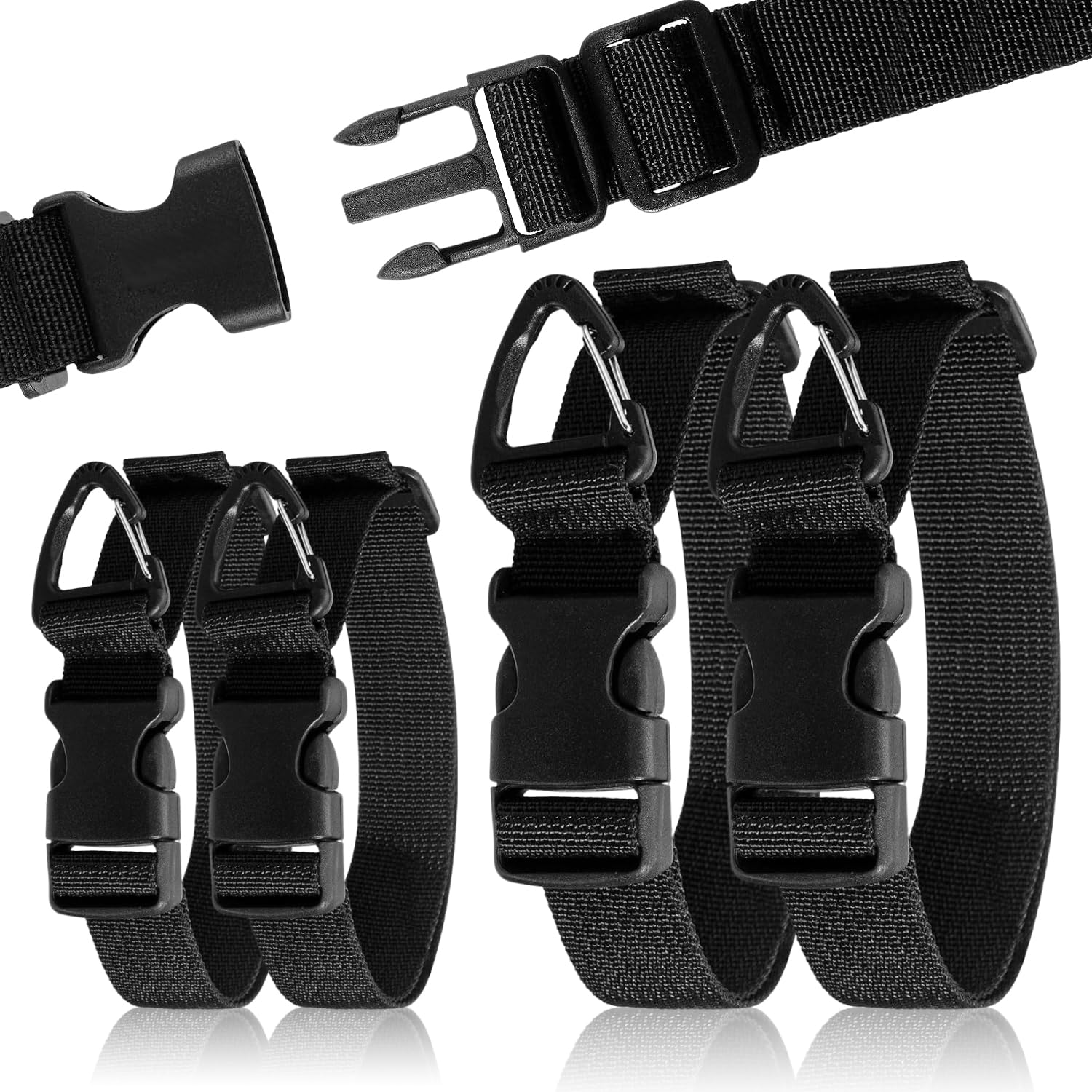4 Organizer Cavi Larghezza 3.8 cm Organizzatore Cavi Regolabile (45/65 cm) Cable Organizer Versatile con Uncino Triangolare e Fibbia per Organizzare Tubi da Giardino Prolunghe e Cavo di Officina Nero
