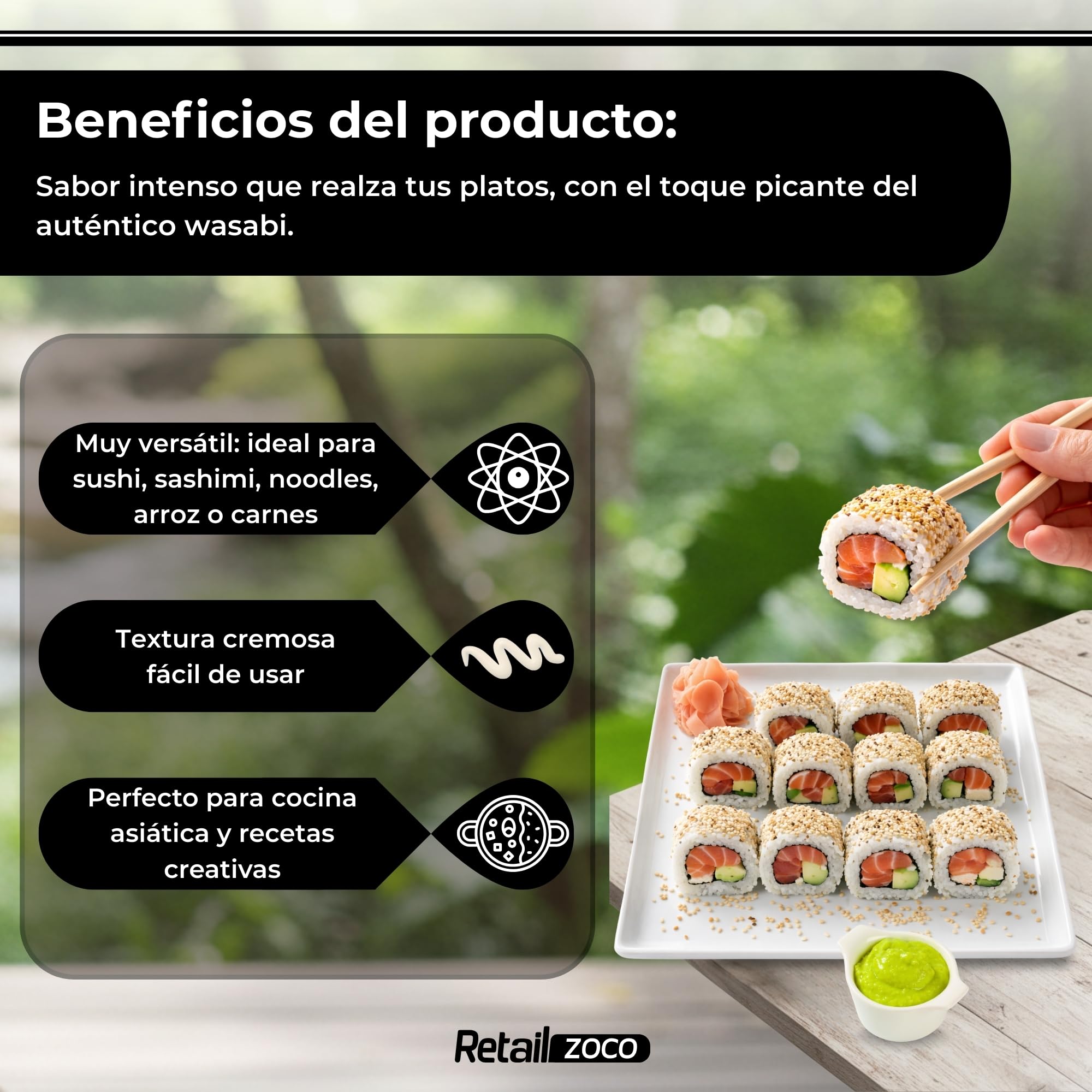 Pasta de wasabi en tubo, ideal para el sushi, el sashimi y los nigiris, Auténtico Aroma y Sabor Picante, lista para consumir, Formato tubo, Disponible en pack de 2 unidades de 43 gr - imagen 3