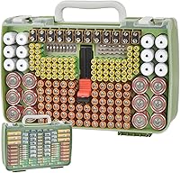 Vista 14 de Organizador de Almacenamiento de Baterías Estuche Portador con Doble Cara, Caja de Garaje con Probador Verificador. Contenedor de Baterías para 269